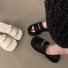 Internet-Berühmtheit Muffin-Plateau-Slipper Outdoor-Bekleidung Damenschuhe 2025 Sommer neue erhöhende schwarze Sandalen
