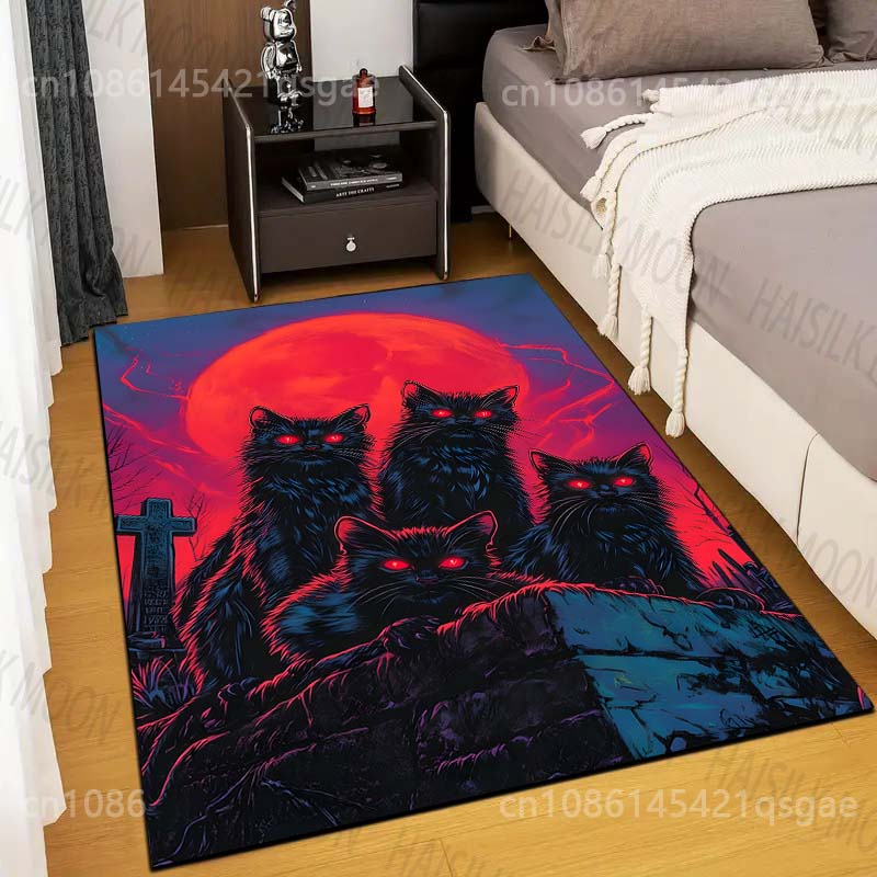 

Four Kittens Dark Print Halloween Carpet for Living Room Bedroom Sofa Home Decor Non-slip Floor Mat Modern Rugs for Gifts 40x60cm