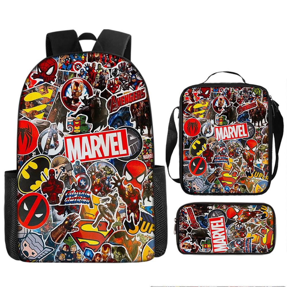 Spiderman School Backpack Set With Oxford Fabric Breathable Waterproof For Kids