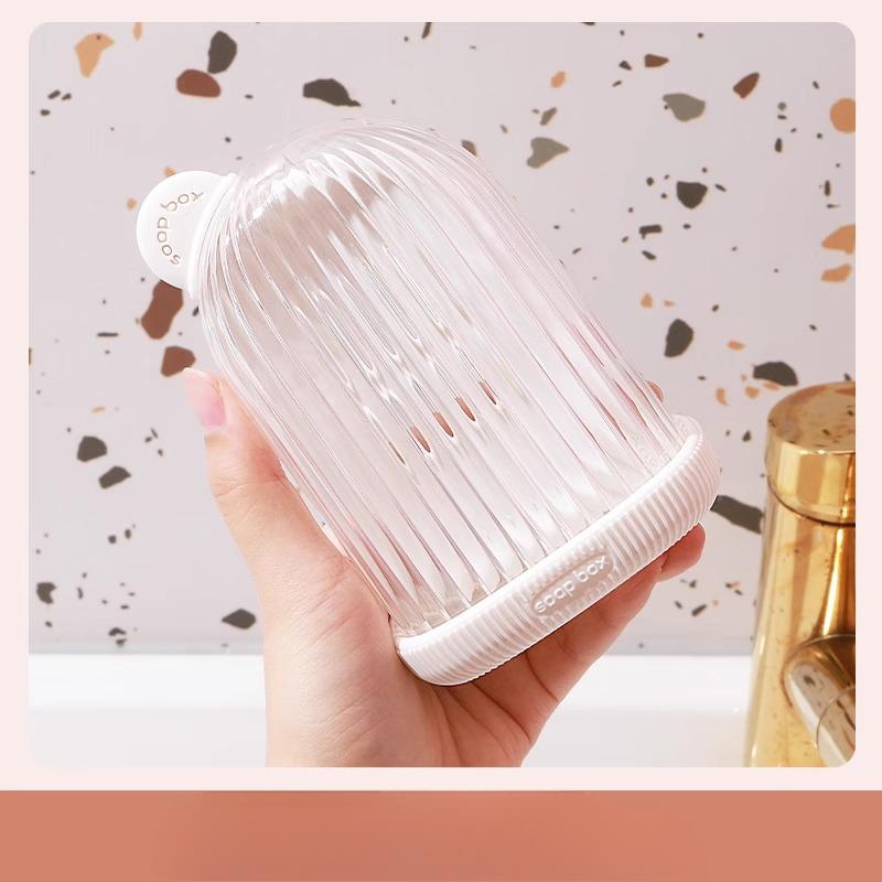 

Travel Soap Box with Lid Draining Soap Box Cute and Sealed Business Trip and Travel Laundry Soap Box Cream white