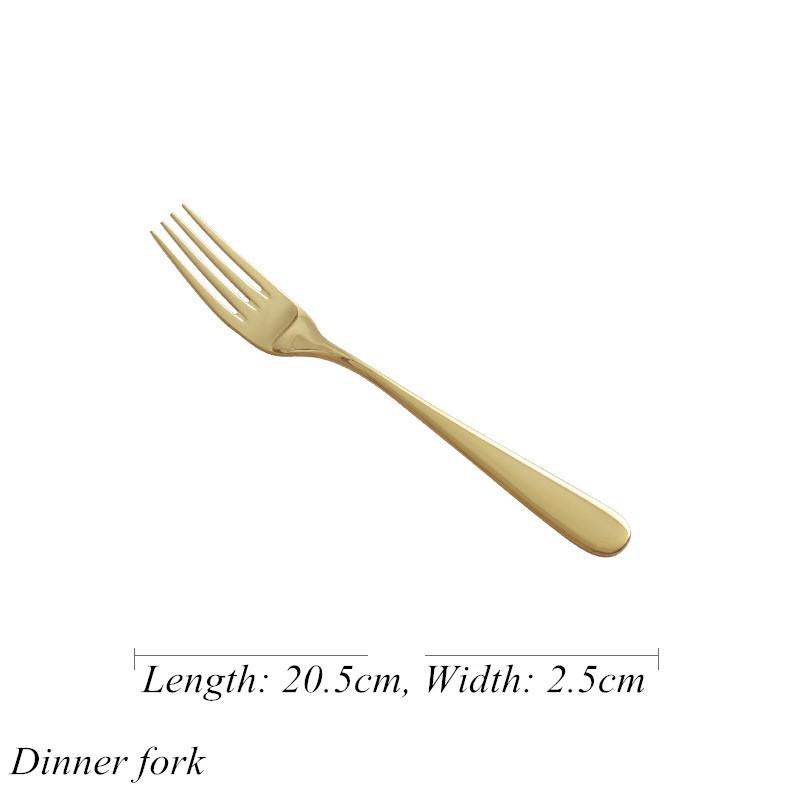 Gold Luxurious Stainless Steel Tableware, Knife, Fork, Spoon, Steak, Fish Dinner, Dessert, Salad, Coffee, Dinning Room
