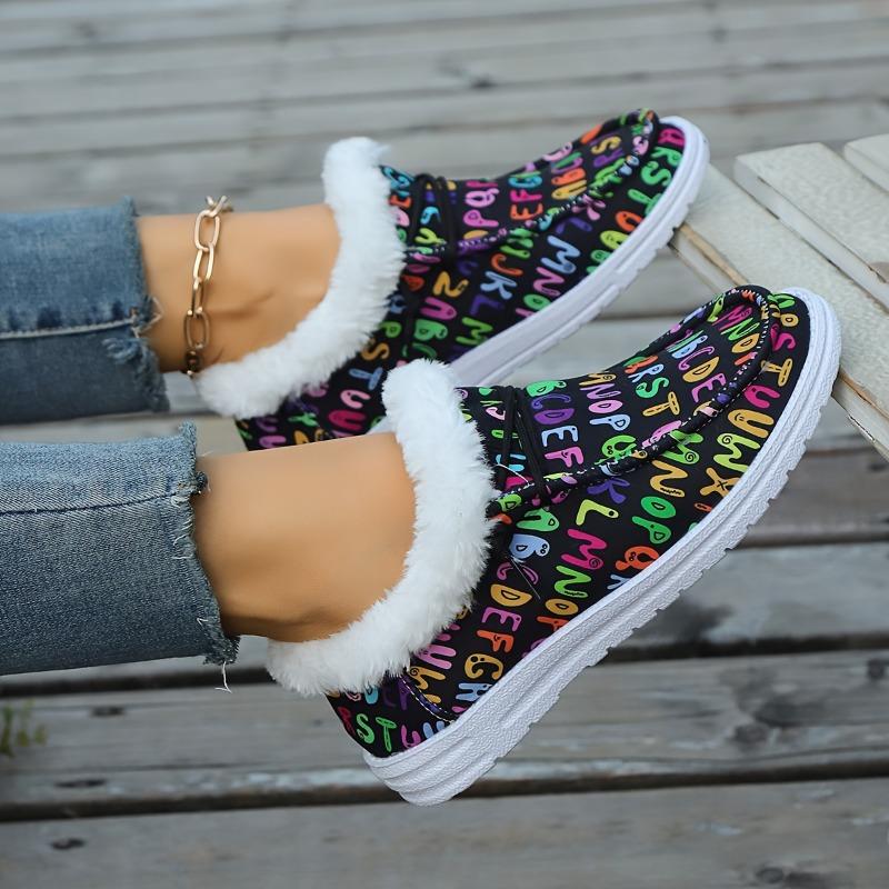 Women Outdoor Sneakers 2024 Autumn Winter New Printed Casual Warm Sneakers Women Flat Cotton Designer Shoes Zapatos De Mujer