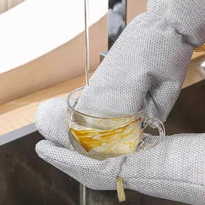 10Pieces Steel Wire Cleaning Gloves with Extended Long Design for Safe Scrubbing and Household Dishwashing Tasks