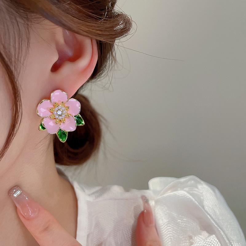 S925 Silver Pink Camellia Stud Earrings - 2023 Sweet Fashion, Elegant and Versatile Ear Jewelry
