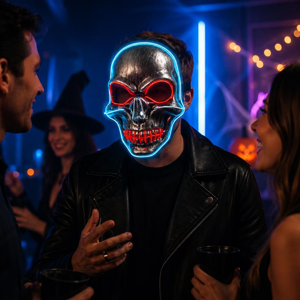 Halloween Glowing for Adults - Scary Light Up Face for Costume Party and Events