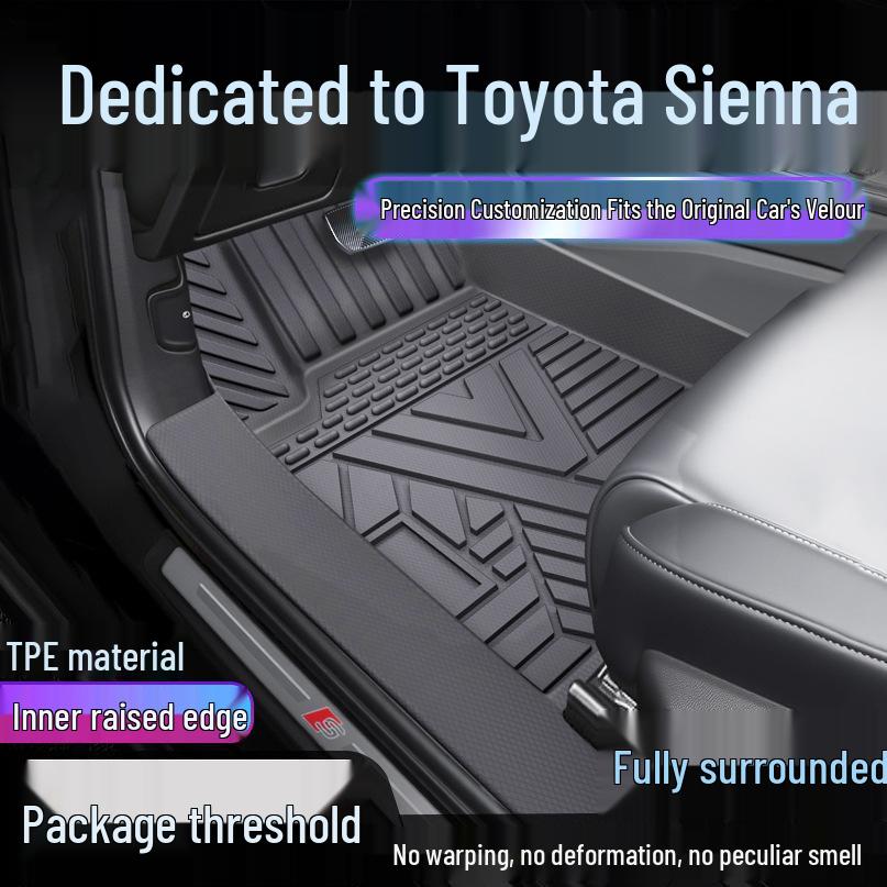 Toyota Sienna TPE Floor Mats with Door Sill Cover, Waterproof and Dirt-proof, Full Coverage Single-layer upgrade