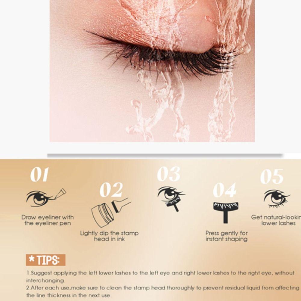 Waterproof Lower Lash Stamp with Ink Quick Dry Eye Liner Portable Silicone Eyelash Stamp