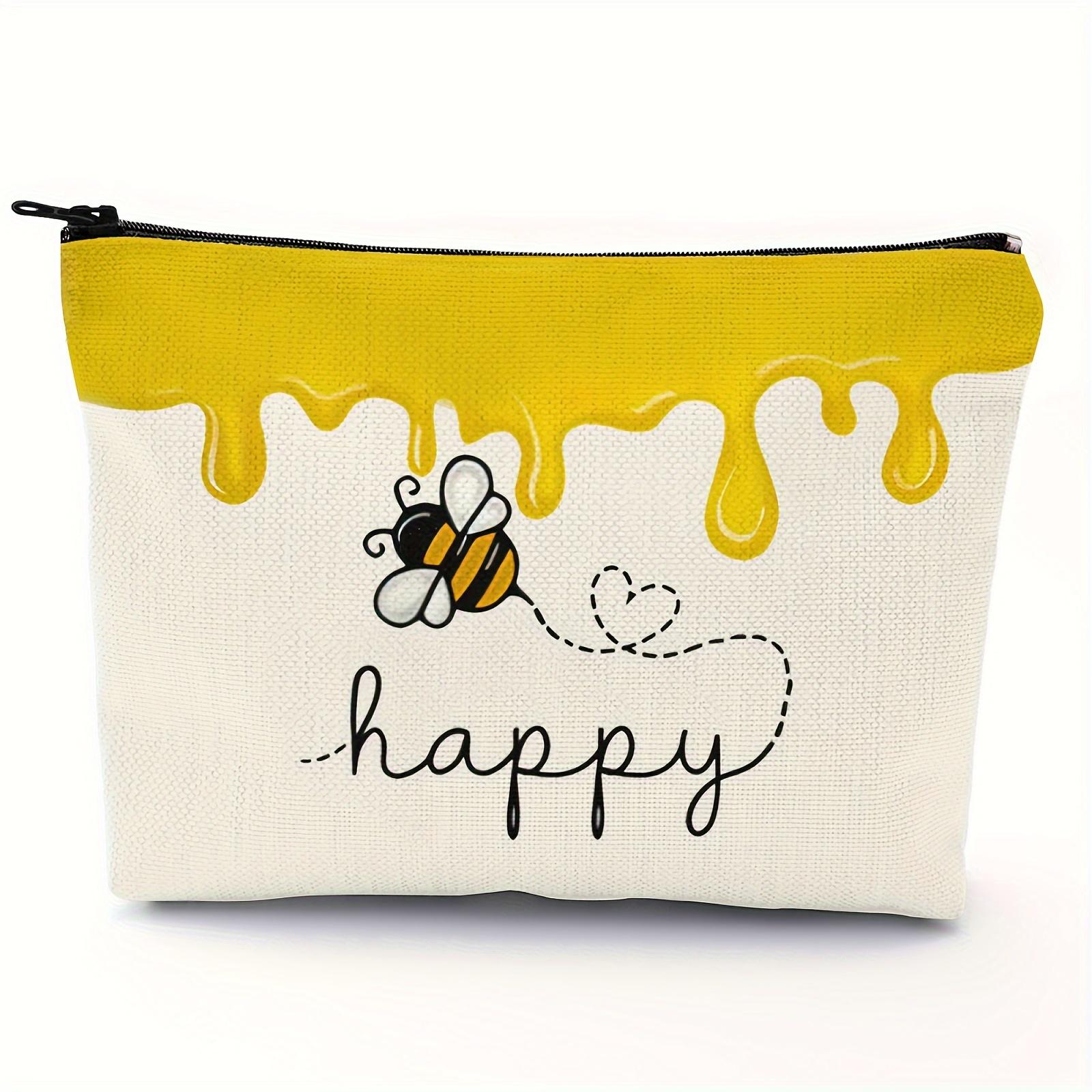 

Whimsical Bee-Themed Cosmetic Bag - Soft, Water-Resistant, Spacious Makeup Organizer - Perfect Birthday Gift for Women, Mothers, Friends, and Sisters 1pc жёлтый