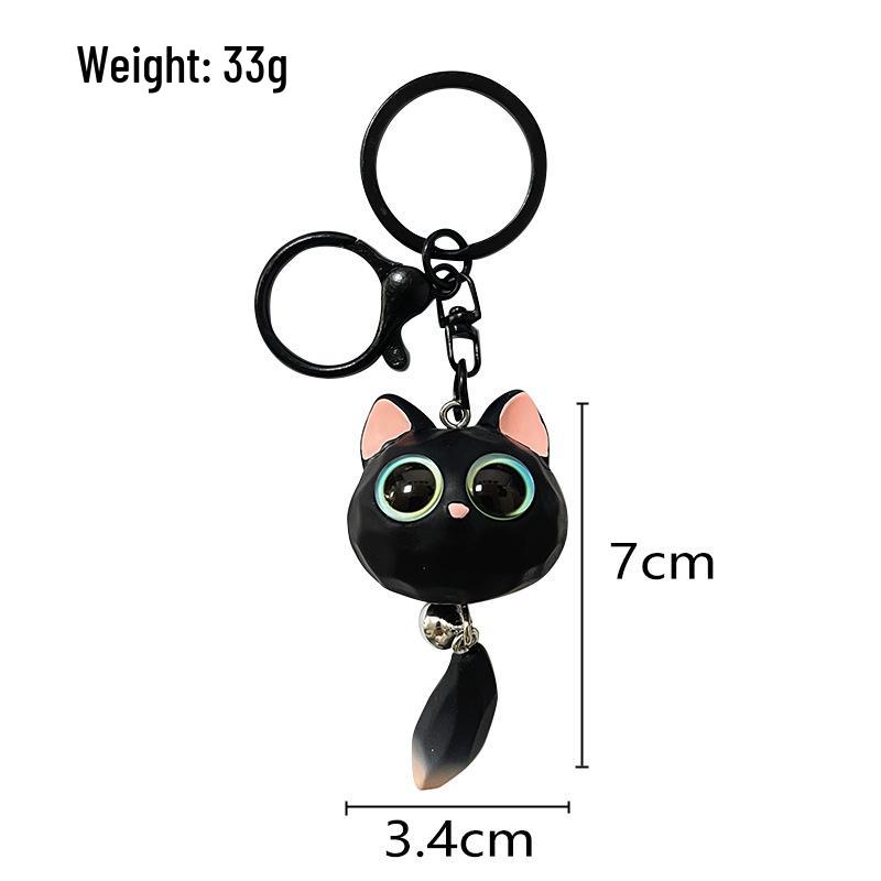 Bedårande 3D Kattnyckelringshänge med Stora Ögon i Harts för Bil eller Ryggsäck