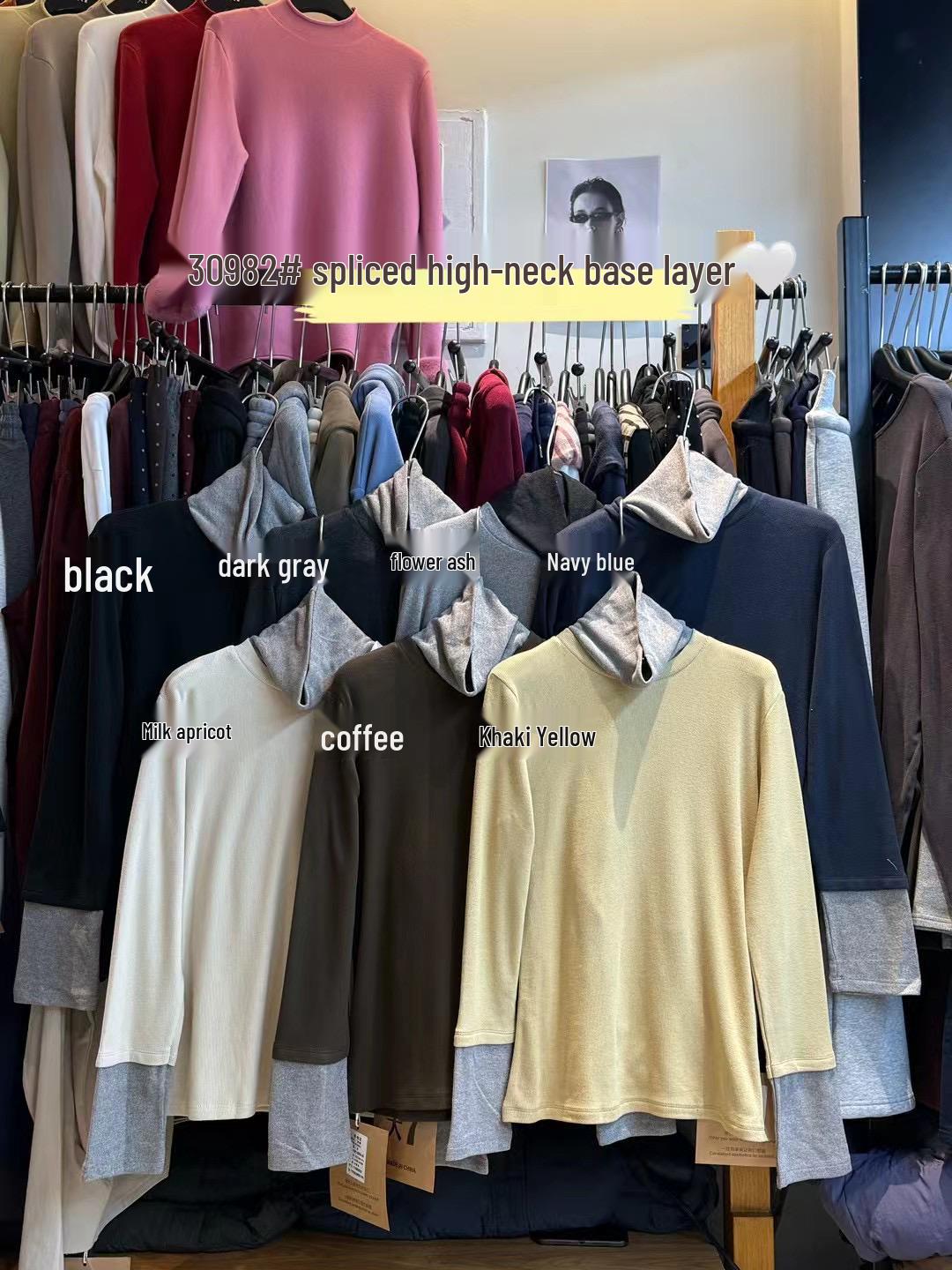 

Женская футболка большого размера с высоким воротом, многослойного вида, с длинным рукавом, зимняя Heather Gray