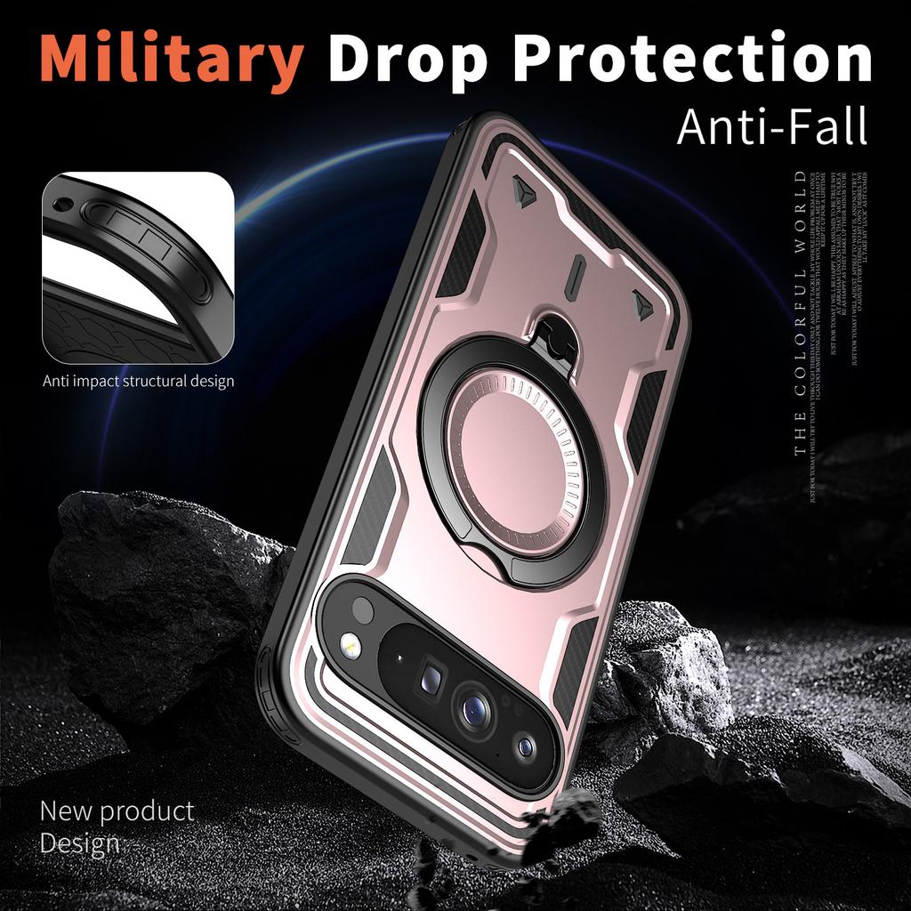 For Pixel 9 Pro XL Phone Case with Magnetic Rotating Magsafe Stand A16 Drop Protection Shell