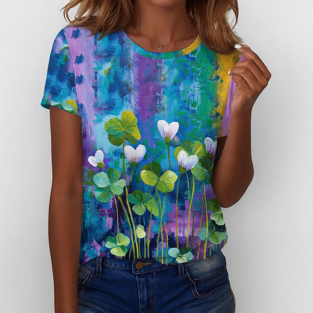 Women's T Shirt Tee Print Short Sleeve Daily Weekend Fashion Basic Regular Top  St. Patrick's Day