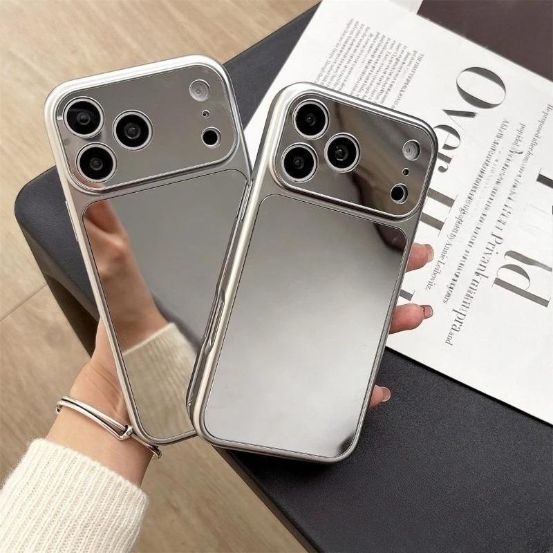 Ins Style Silver Mirror Phone Case For iPhone 17 Pro Max Air 15 14 Plus 13 12 11 Pro Max Luxury New Design Cover