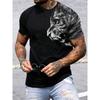 Nowa Letnia Męska Koszulka Casual Outdoor Codzienna Uliczna Top z Krótkim Rękawem Nadruk Lwa Sportowa Moda