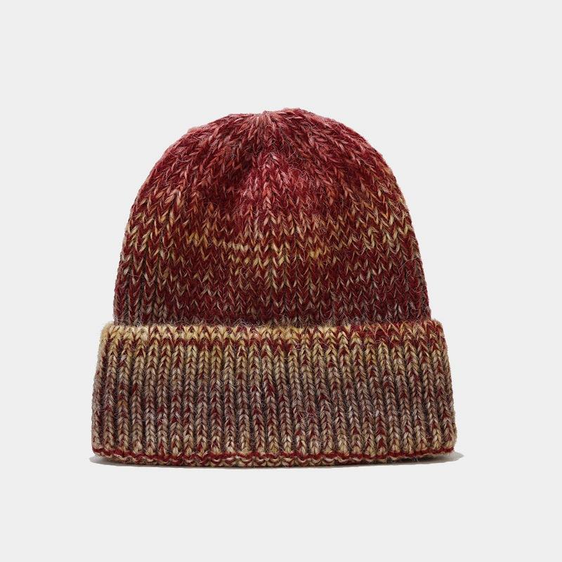 

Tie-dye knitted hat women s versatile wool hat fashion autumn and winter gradual change pullover knitted hat colorful warm hat cold hat one size fits all