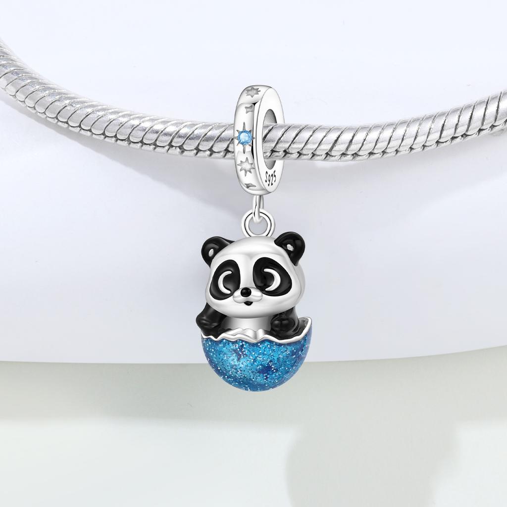 Copper Eggshell Panda Animal Beads Original Pendants Bracelet Charm Jewelry Party Diy Trendy Gifts