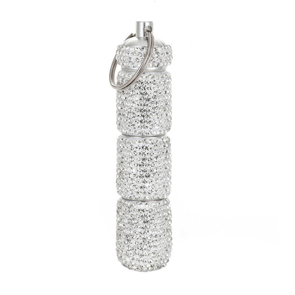 Mini Rhinestone Pill Container Portable Small Pill Holder Travel Organizer белый