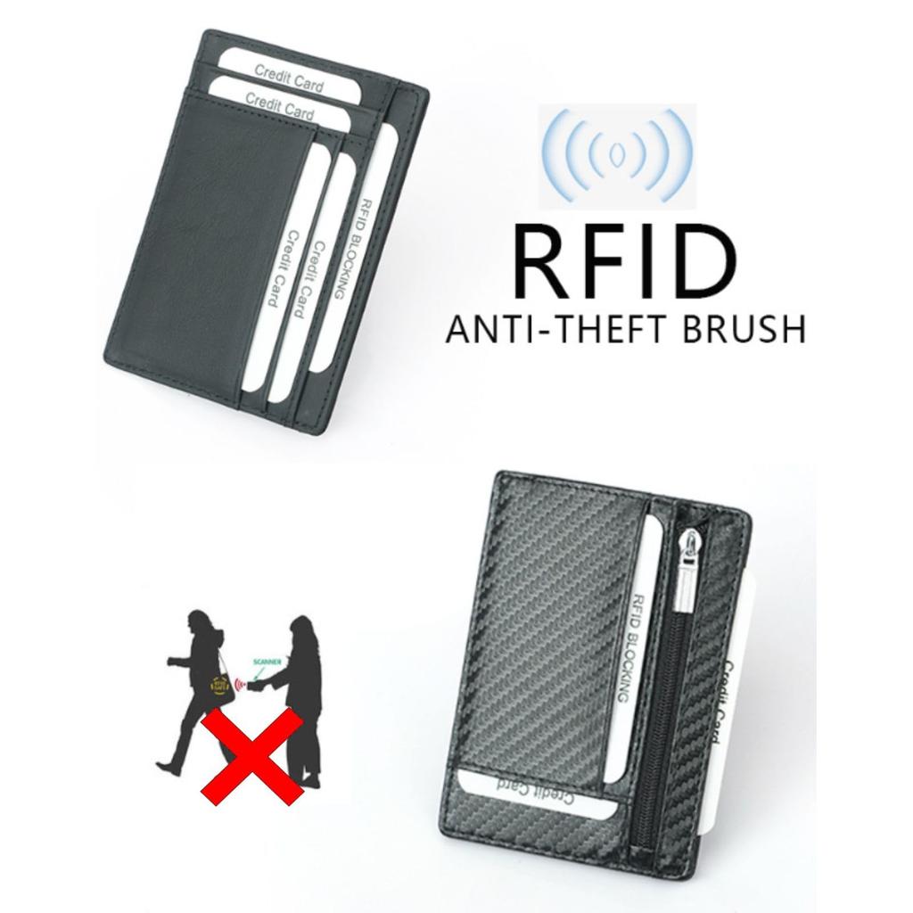 Pouzdro na kartu s blokováním rádiových vln Pouzdro na kreditní kartu Prevence skimming RFID Stylový jednoduchý ultratenký z pravé kůže Carbon Fiber Commuter Pass Slim