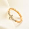 7MM Cross Ring Titanium Steel Diamond Inlaid Minimalist Stylish Jewelry