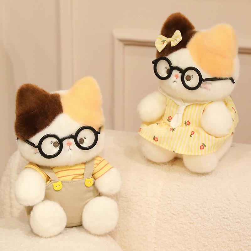 Pudding Calico Cat Doll Plush Toy Cute Kitten Doll Palm Treasure Ornament Children's Day Gift