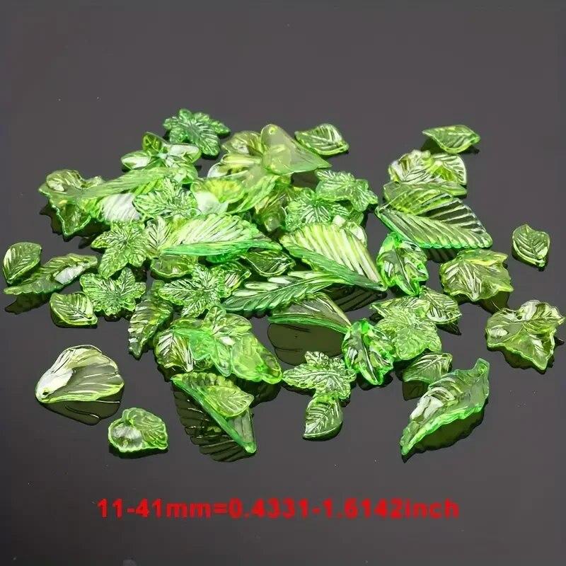 Green Transparent Leaf Shape Acrylic Bead Pendant Loose Bead For DIY Jewelry Making Necklace Bracelet Charm Accessories