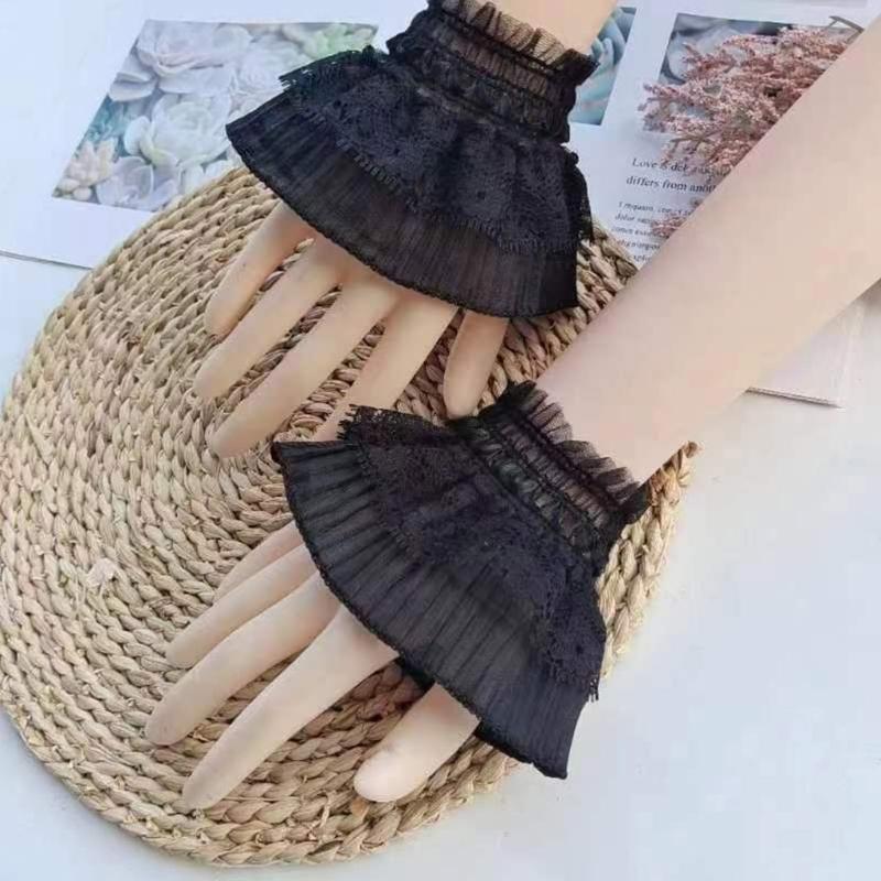 Dekorative Armstulpen für Damen Elastische Stulpen Spitzenbesatz Hemdärmelstulpen Sommer Handgelenk Sonnenschutz-Accessoires
