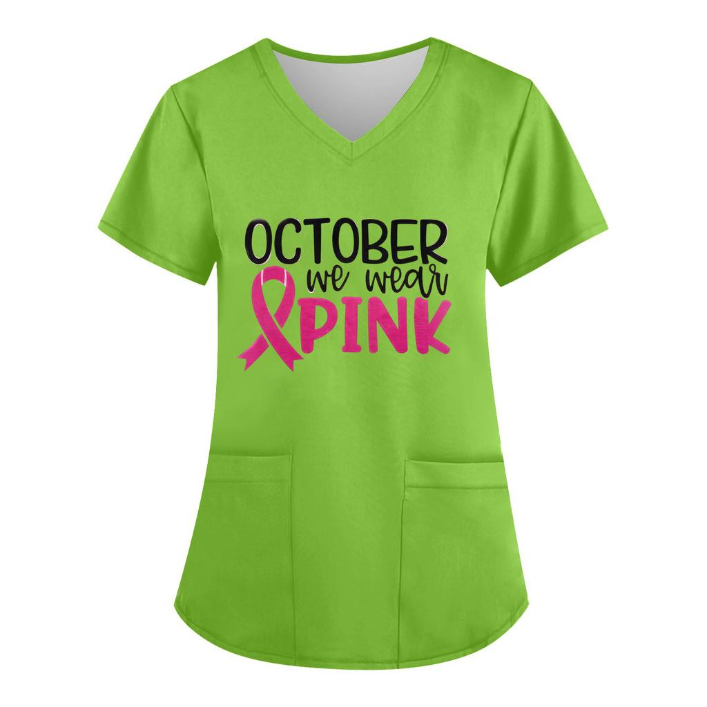 Women's V-Neck Short-Sleeve Pocketed Top With Side Slit