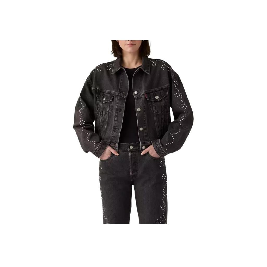 Chaqueta Vaquera Corta Suelta de Manga Larga con Botón Único y Tachuelas Levis para Mujer chaquetas A9456-0003