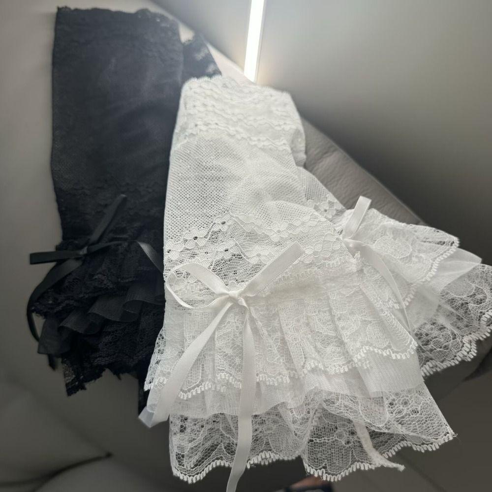 Hollow Out Lace Fingerless Gloves Ruffle Trim Bridal Wrist Gloves Lace Arm Sleeves Cosplay Event