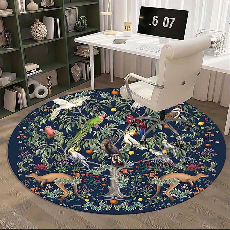 Birds of Paradise,Floral Nature Scene Chair mat Round Rug Office carpet, Non slip, Suitable for Living Rooms, Bedrooms decor.1205231a