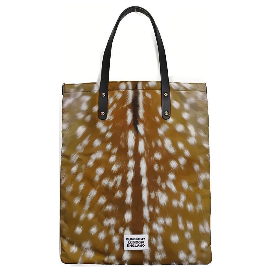 Burberry Deer Print Tote Bag Brown White Nylon Leather Handle Large Shopping Handbag for Women Daily Travel 80223631 Basic Set BagDust Bag 25450₽
