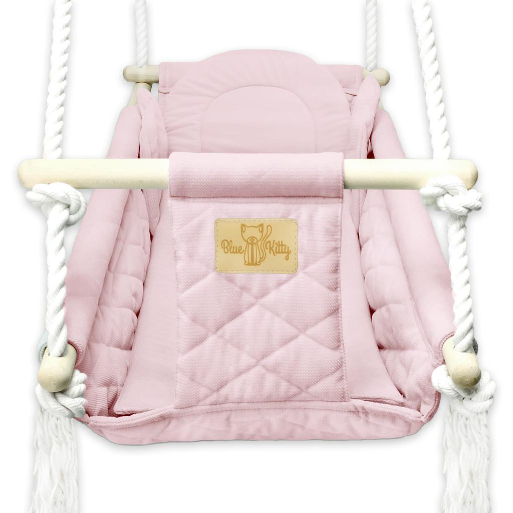 Cradle - bouncer - baby swing - for home and garden VELVET - PINK