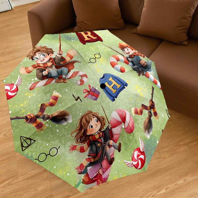 1PC Warner Harry Potter Hogwarts Umbrella-8-Rib Reinforced, Automatic Open, Lightweight & Durable-A79