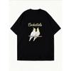 Crew Neck T Shirt White Cockatiels Birds And Text Design Casual Wear For Everyday Outings And Leisure Activities