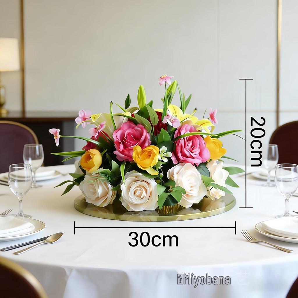 Round Lily Style Table Centerpiece: Artificial Floral Arrangement for Restaurants & Hotels