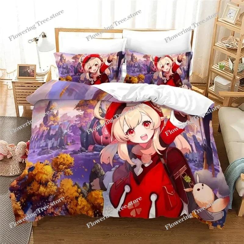 Anime Genshin Impact Paimon Bedding Set Duvet Cover Bedroom Comforter Covers Single Twin King Size Quilt Cover Home Textile
