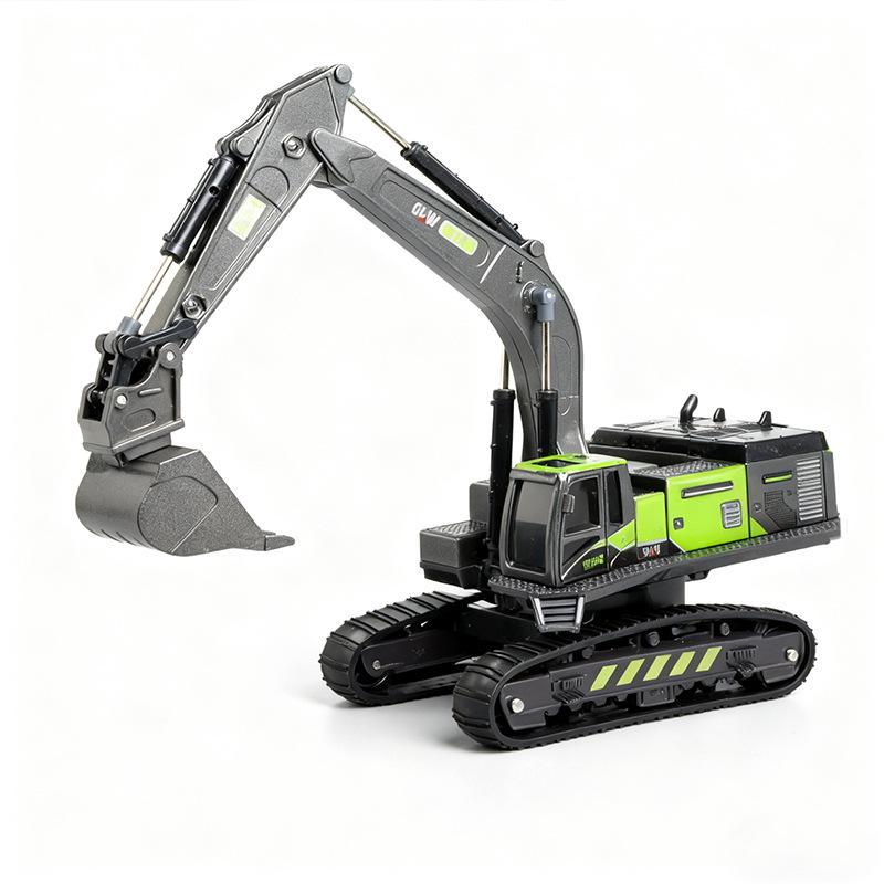 Kids' Alloy Engineering Vehicle Set: Excavator, Digger, Crane, and Earthmover Toy Models