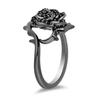 Huitan Novel Black Flowers Rings for Women Unique Gorgeous Personal Finger Accessories Elegant Attractive Wedding Band Jewelry