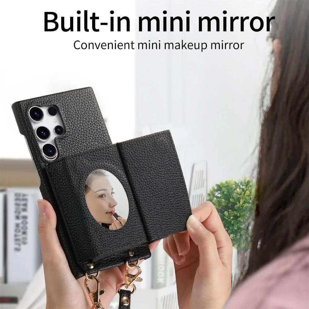 Crossbody Wallet with Card Holder Phone Case for Samsung S25 S24 S23 S22 Ultra Plus A56 A36 A26 A16 A06 A55 A35 A15 A25 Cover