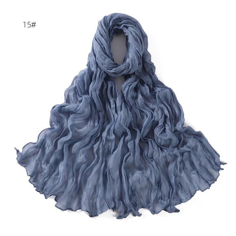 85 * 180cm Wrinkled Cotton And Line Designer Scarf Head Hijab Wrap Women Shawls Femme Lady Headband Muslim Hijabs Ramadan