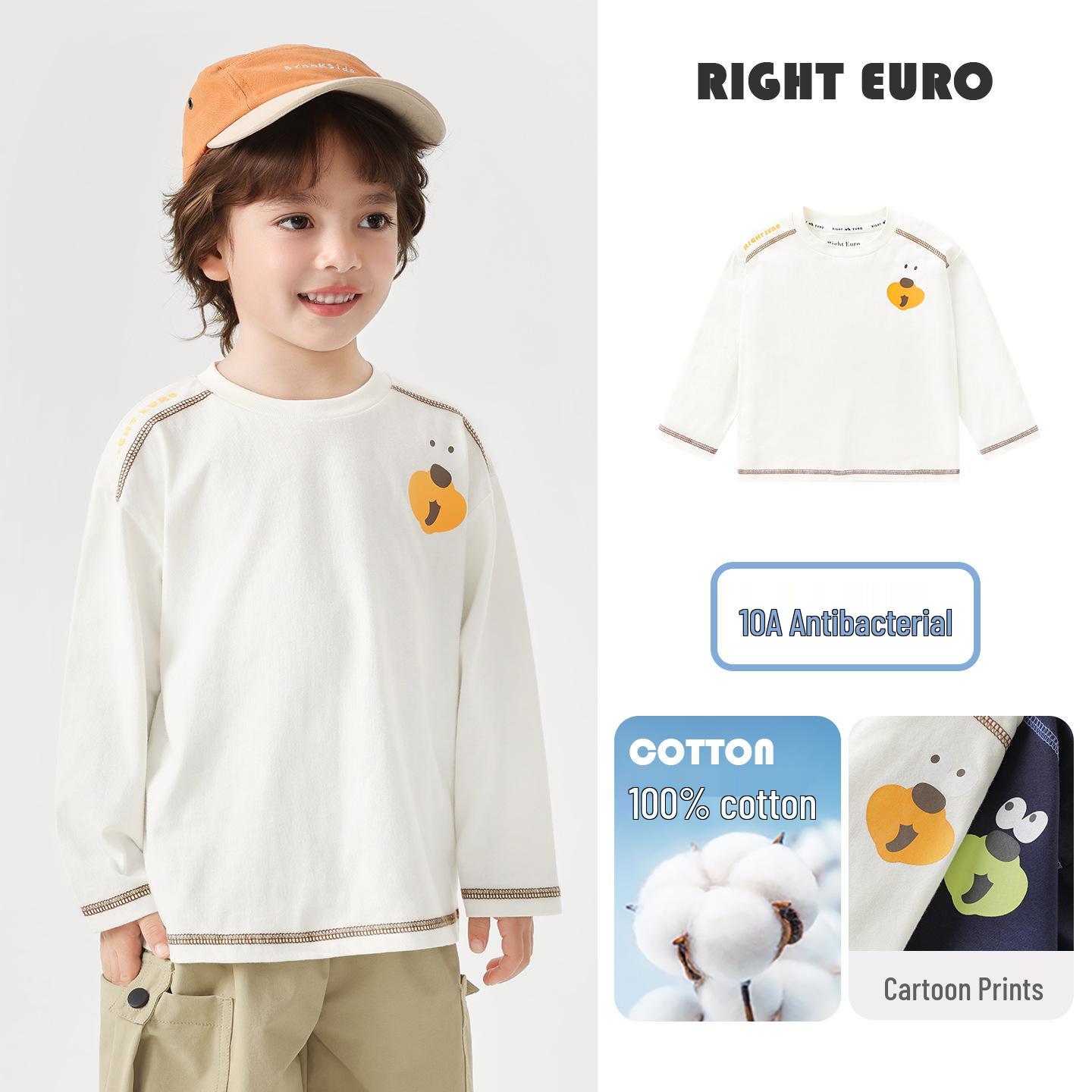 2026 Boys  Pure Cotton Long-Sleeve T-Shirt - Spring & Autumn Trendy Base Layer 110 cm
