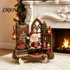 Wooden Holiday Wall Art Christmas Table Sign, 2D Flat Santa Claus/Snowman Reading Desktop Ornament Winter Party Decorations with Stand, Tabletop