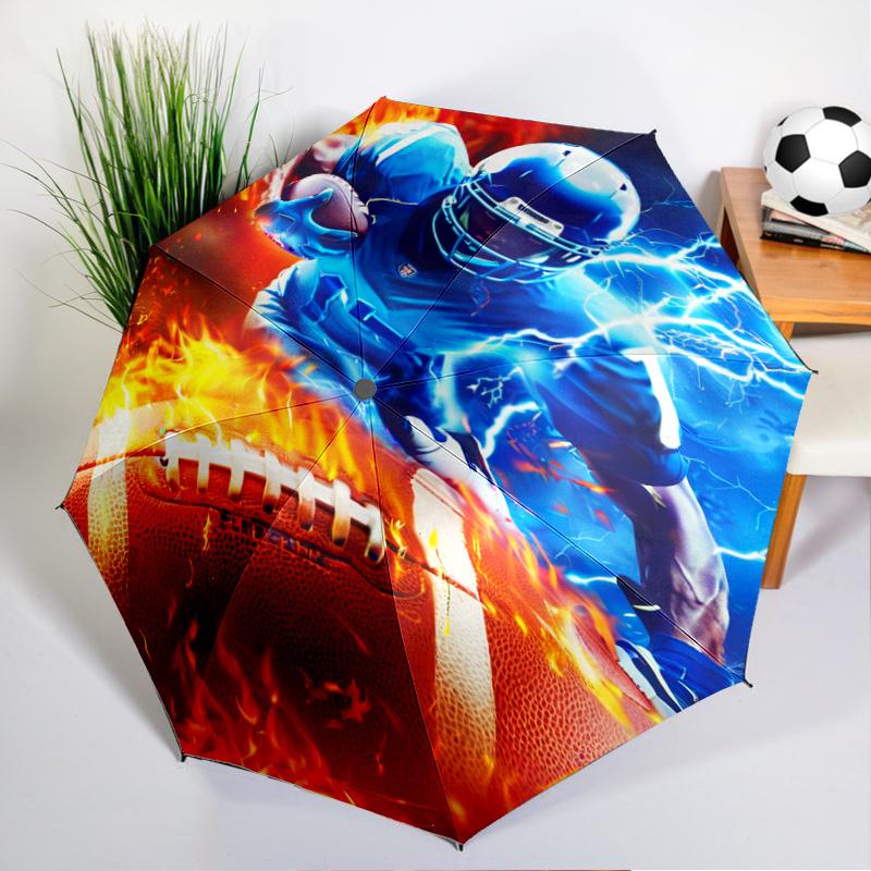 Football Player In Flames Umbrella Folding umbrella, automatic umbrella 8-Frame for Travel, camping Use Gift for Halloween Christmas