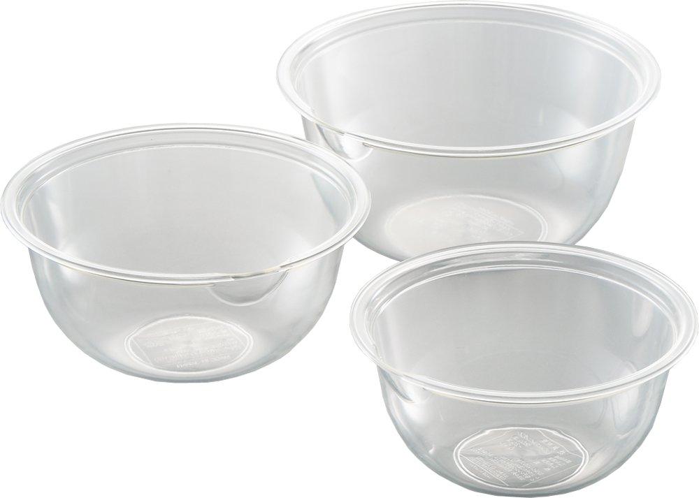 Yoshikawa Microwave 3pcs SJ1229 Bowl, Clear, (17, 19, 21cm), Tsubame-Sanjo, Japan,