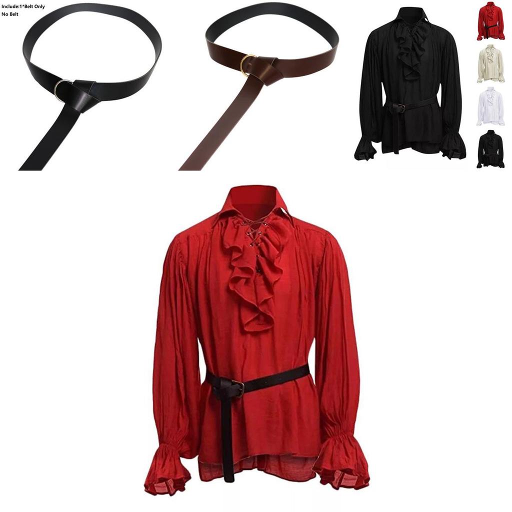 Classic Men Medieval Renaissance Pirate Shirt With Long Sleeve Stylish Design