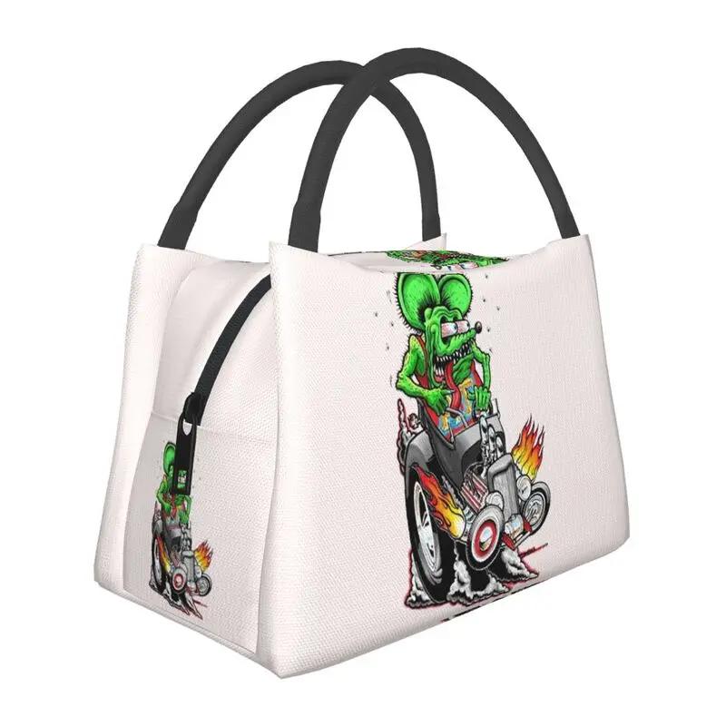 Rat Fink Animace Anime Kreslený Izolované Obědové Tašky pro Ženy Nepropustná Termo Chladicí Obědová Krabička Kancelář Piknik Cestování