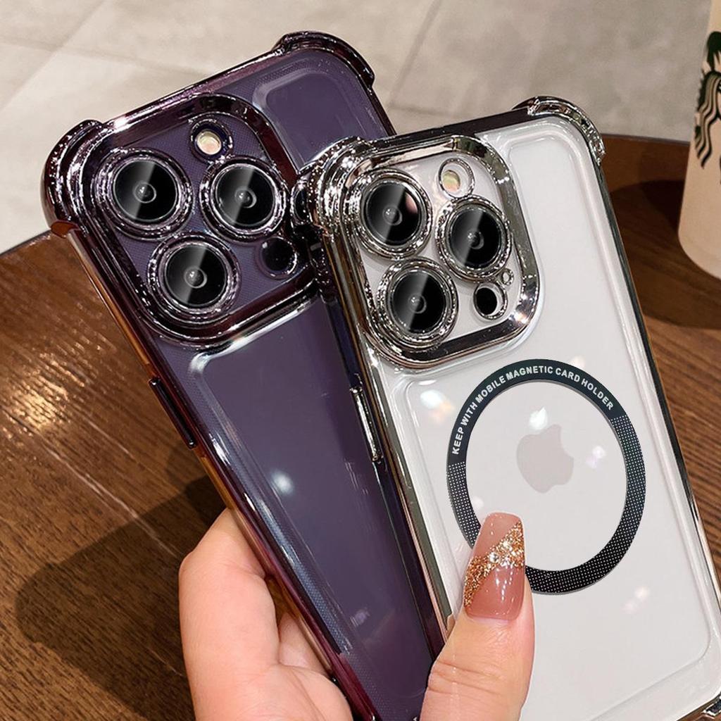 Case for Vivo V25e,V25 5G Clear Magnetic Casing Electroplated Lens Frame Phone Cover