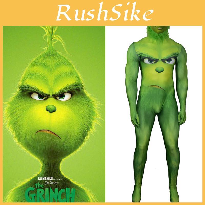 Festive Green Monster Grinch Christmas Cosplay Costume Zentai Bodysuit Jumpsuit