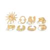 IngeSight.Z 8Pcs/set Fashion Starfish Scallop Open Finger Ring Women Vintage Gold Color Metal Knuckle Joint Ring Couple Jewelry