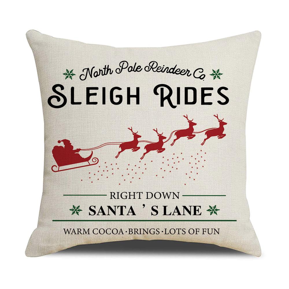Cartoon Printed Linen Pillow Cover Home Christmas Series Sofa Cushion Cover Cushion Cover